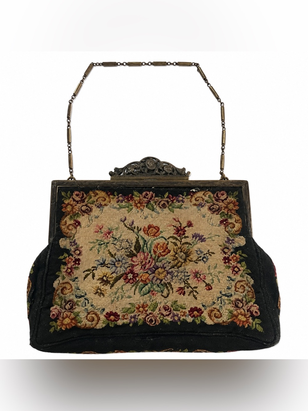 Antique 1940’s Needlepoint Mini Bag